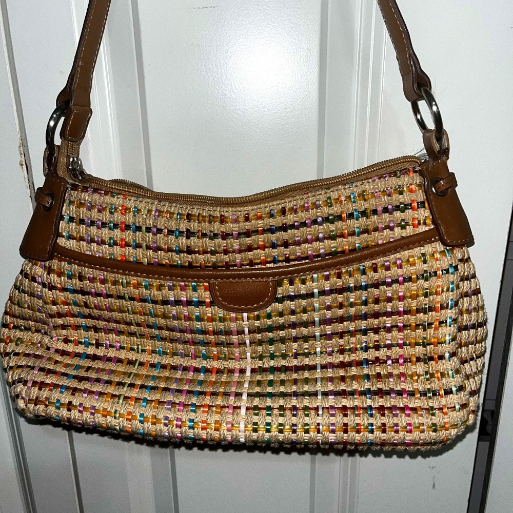 Vintage multicolor woven should bag- Fossil